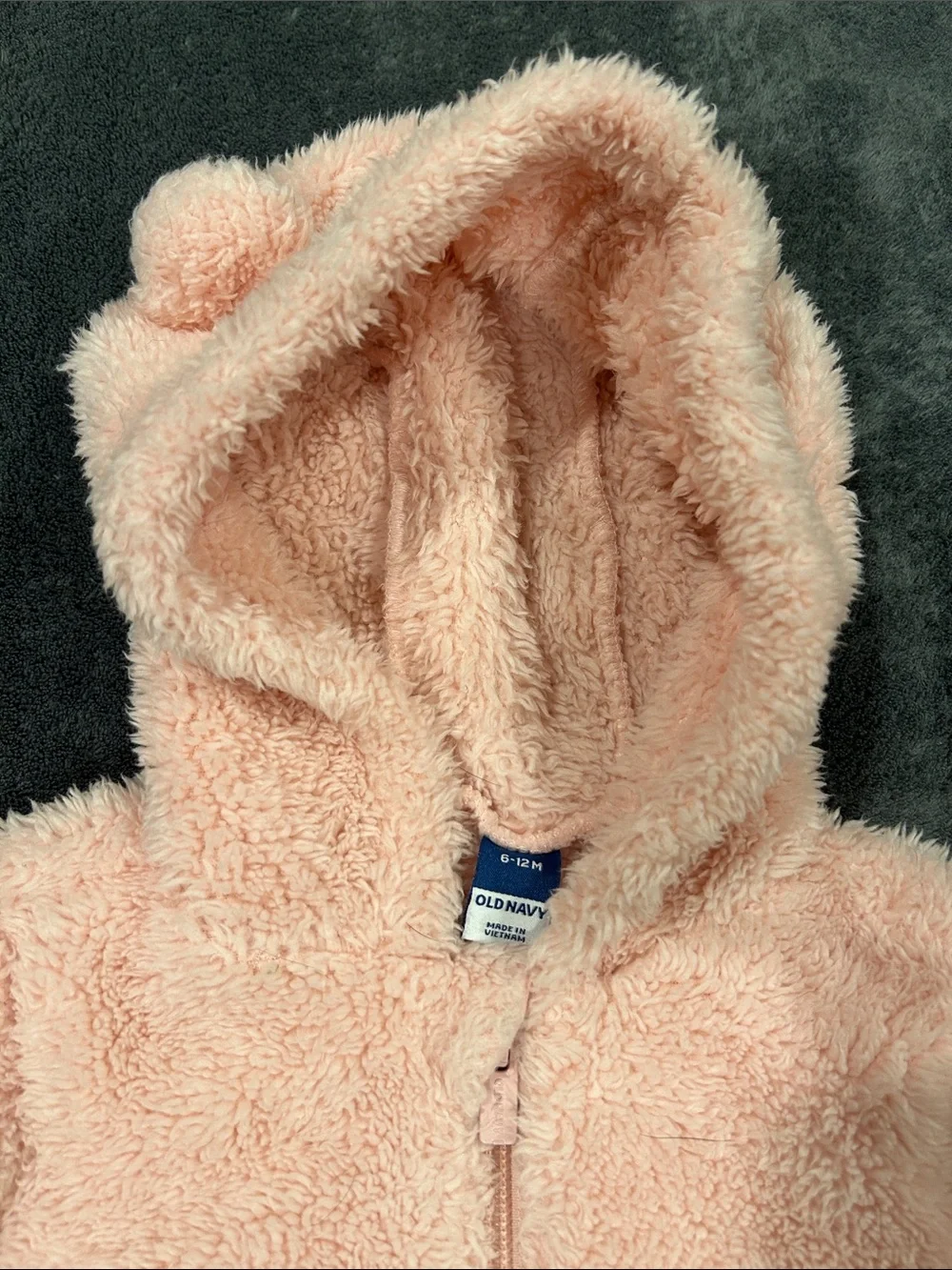 Old Navy Baby Plush Hooded One-Piece in Light Pink